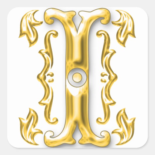 Initial I Hauptstadt Letter Sticker in Gold (Vorderseite)