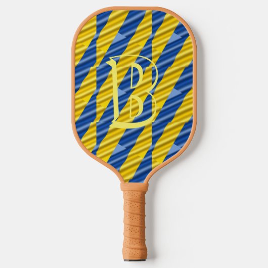 Initial Inspiriert Monogramm in der Blauen und Gel Pickleball Schläger (Vorderseite)