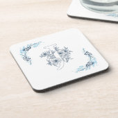 Initial "J" Blue Monogram Calm Floral Getränkeuntersetzer (Linke Seite)