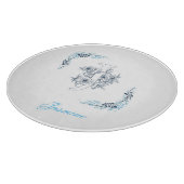 Initial "J" Blue Monogram Calm Floral Schneidebrett (Ecke)