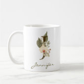 Initial J Boho Floral Orchid Greenery Individuelle Kaffeetasse (Links)