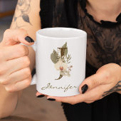 Initial J Boho Floral Orchid Greenery Individuelle Kaffeetasse