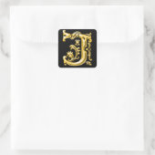 Initial J Hauptstadt Letter Sticker in Gold (Tasche)