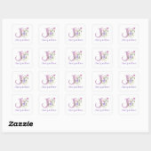 Initial J Plus Name Jacqueline & Blume Design Quadratischer Aufkleber (Blatt)