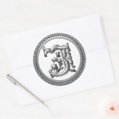 Initial J Round Sticker in Silver (Umschlag)
