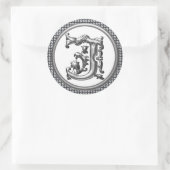 Initial J Round Sticker in Silver (Tasche)