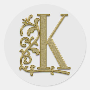 Initial-K-Aufkleber in Monogramm Runder Aufkleber