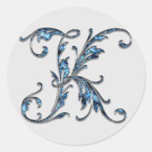 Initial-K-Aufkleber in Monogramm Runder Aufkleber