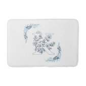 Initial "K" Blue Monogram Calm Floral Badematte (Vorderseite)