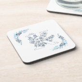 Initial "K" Blue Monogram Calm Floral Getränkeuntersetzer (Linke Seite)