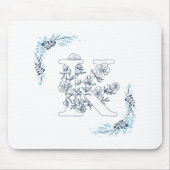 Initial "K" Blue Monogram Calm Floral Mousepad (Vorne)