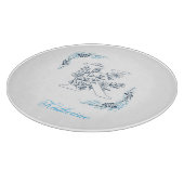 Initial "K" Blue Monogram Calm Floral Schneidebrett (Ecke)
