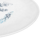 Initial "K" Blue Monogram Calm Floral Schneidebrett (Ecke)