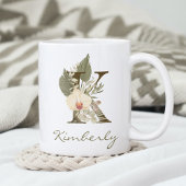 Initial K Boho Floral Orchid Greenery Individuelle Kaffeetasse