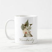 Initial K Boho Floral Orchid Greenery Individuelle Kaffeetasse (Links)