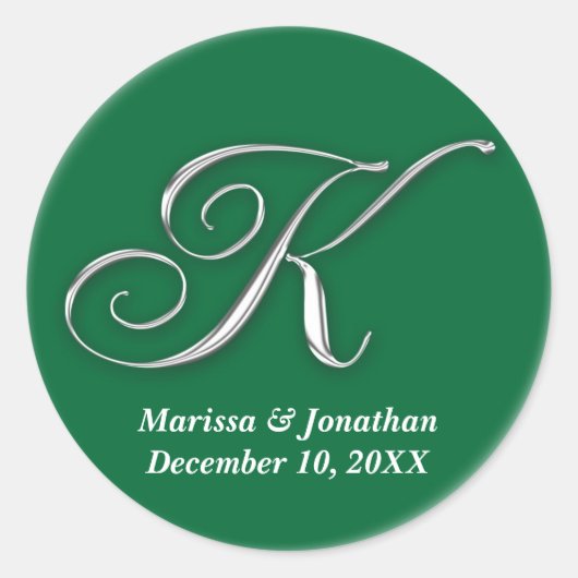 Initial-K-individuelle Name mit grünem Monogramm z Runder Aufkleber (Vorderseite)