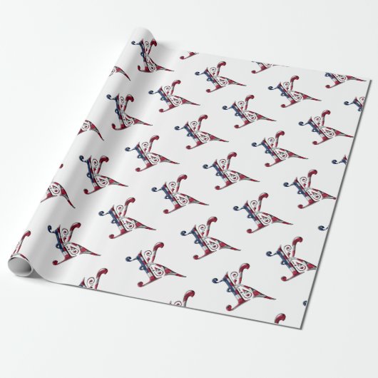 Initial K Mit Monogramm American Flag Color Elegan Geschenkpapier (Ungerollt)