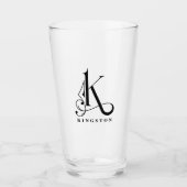 Initial K mit Nachname Glas, Klasse Monogramm Glas (Vorderseite)
