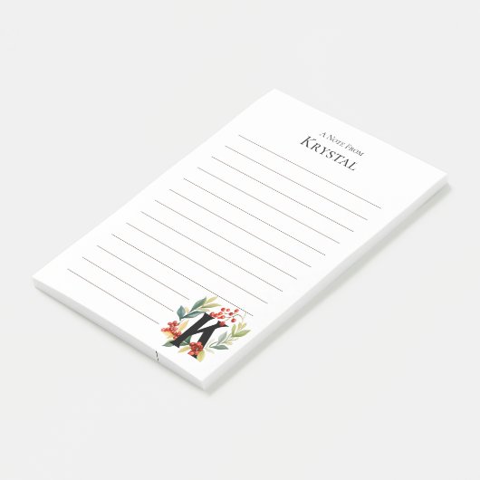 Initial-K-Monogramm-Kranz Post-it Klebezettel (angewinkelt)