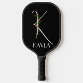 Initial-K-Monogramm rote blühende Großmutter schwa Pickleball Schläger (Vorderseite)