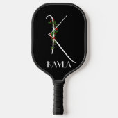 Initial-K-Monogramm rote blühende Großmutter schwa Pickleball Schläger (Rückseite)