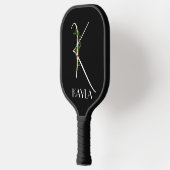 Initial-K-Monogramm rote blühende Großmutter schwa Pickleball Schläger (Links)