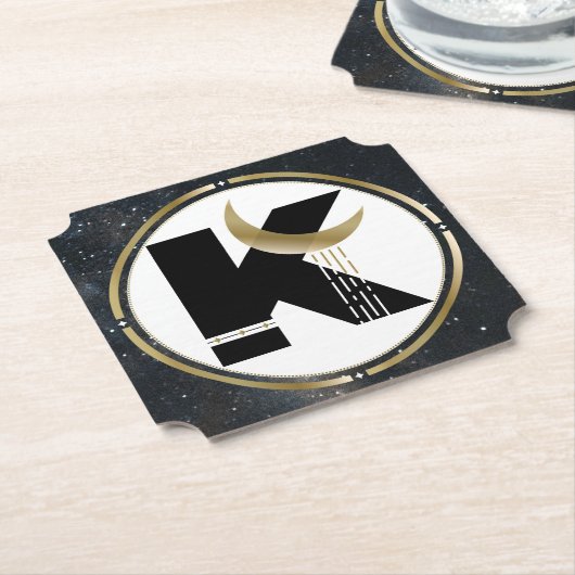 Initial K Moon und Star Paper Party Untersetzer (angewinkelt)