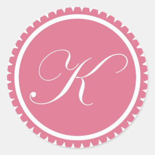Initial-K-Prinzessin-Monogramm-Siegel-Gastgeschenk Runder Aufkleber