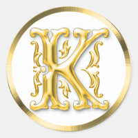 Initial-K-Round-Aufkleber in Gold