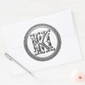 Initial-K-Rundkleber in Silber Runder Aufkleber (Umschlag)