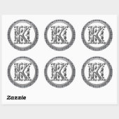 Initial-K-Rundkleber in Silber Runder Aufkleber (Blatt)
