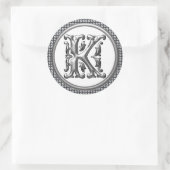 Initial-K-Rundkleber in Silber Runder Aufkleber (Tasche)