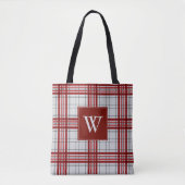 Initial Kariertes Monogramm, elegant Rot Tasche (Vorderseite)