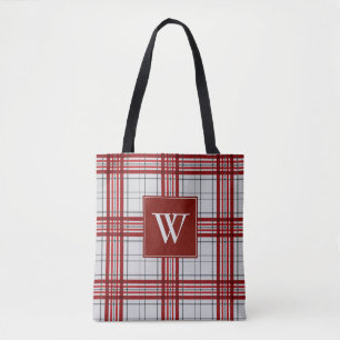 Initial Kariertes Monogramm, elegant Rot Tasche