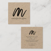 Initial-Kraft-Quadrat-Aufrufkarte für Black Script Quadratische Visitenkarte (Vorne/Hinten)