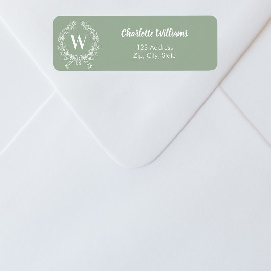 Initial-Kranz-Rücksendeadresse in der Größe grün,