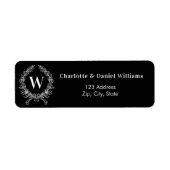 Initial-Kranz-Rücksendeadresse mit Schwarz-weißer  (Vorne)