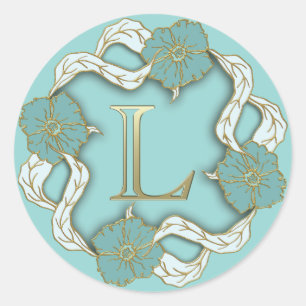 Initial-L-Aufkleber in Monogramm Runder Aufkleber