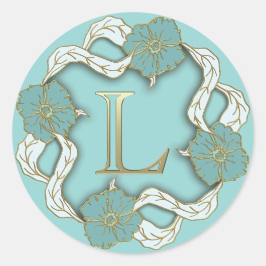 Initial-L-Aufkleber in Monogramm Runder Aufkleber (Vorderseite)