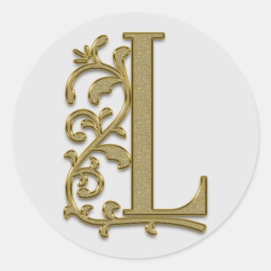 Initial-L-Aufkleber in Monogramm Runder Aufkleber (Vorderseite)