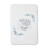 Initial "L" Blue Monogram Calm Floral Badematte (Vorderseite Vertikal)