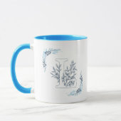 Initial "L" Blue Monogram Calm Floral Coffee Tasse (Links)