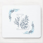 Initial "L" Blue Monogram Calm Floral Mousepad (Vorne)