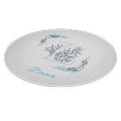 Initial "L" Blue Monogram Calm Floral Schneidebrett (Ecke)