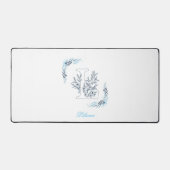 Initial "L" Blue Monogram Calm Floral Schreibtischunterlage (Vorderseite)