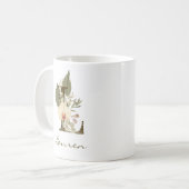 Initial L Boho Floral Orchid Greenery Individuelle Kaffeetasse (Vorderseite Links)