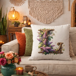Initial "L" - Elegant Lilac Floral Design Kissen