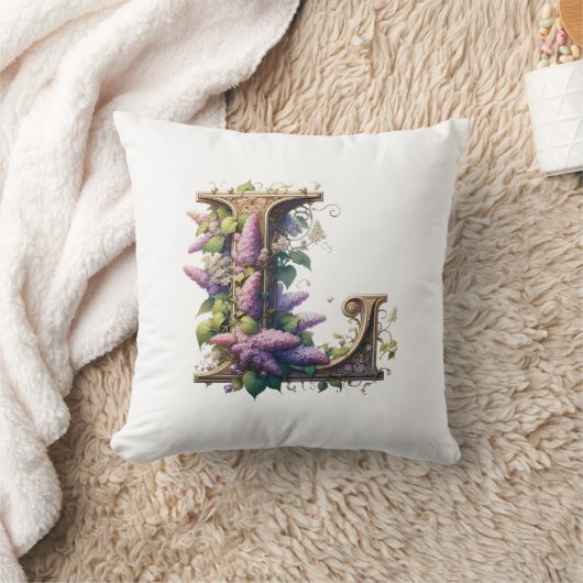 Initial "L" - Elegant Lilac Floral Design Kissen (Decke)