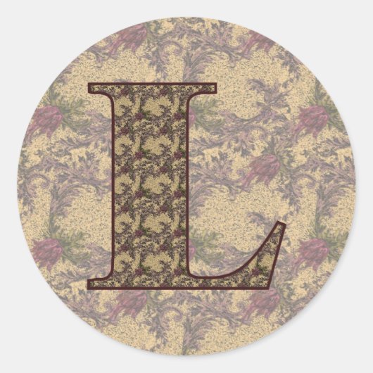 Initial-L-Elegant Runder Aufkleber (Vorderseite)