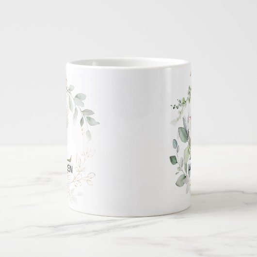 Initial L Modern Alphabet Greenery Monogramm Jumbo-Tasse (Vorderseite)